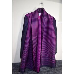 Chicos Travelers Accordion Fold Open LIGHTWEIGHT Cardigan Fuchsia Black Size 2